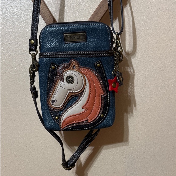 Chala Handbags - Chala Blue and Brown Horse Crossbody Bag